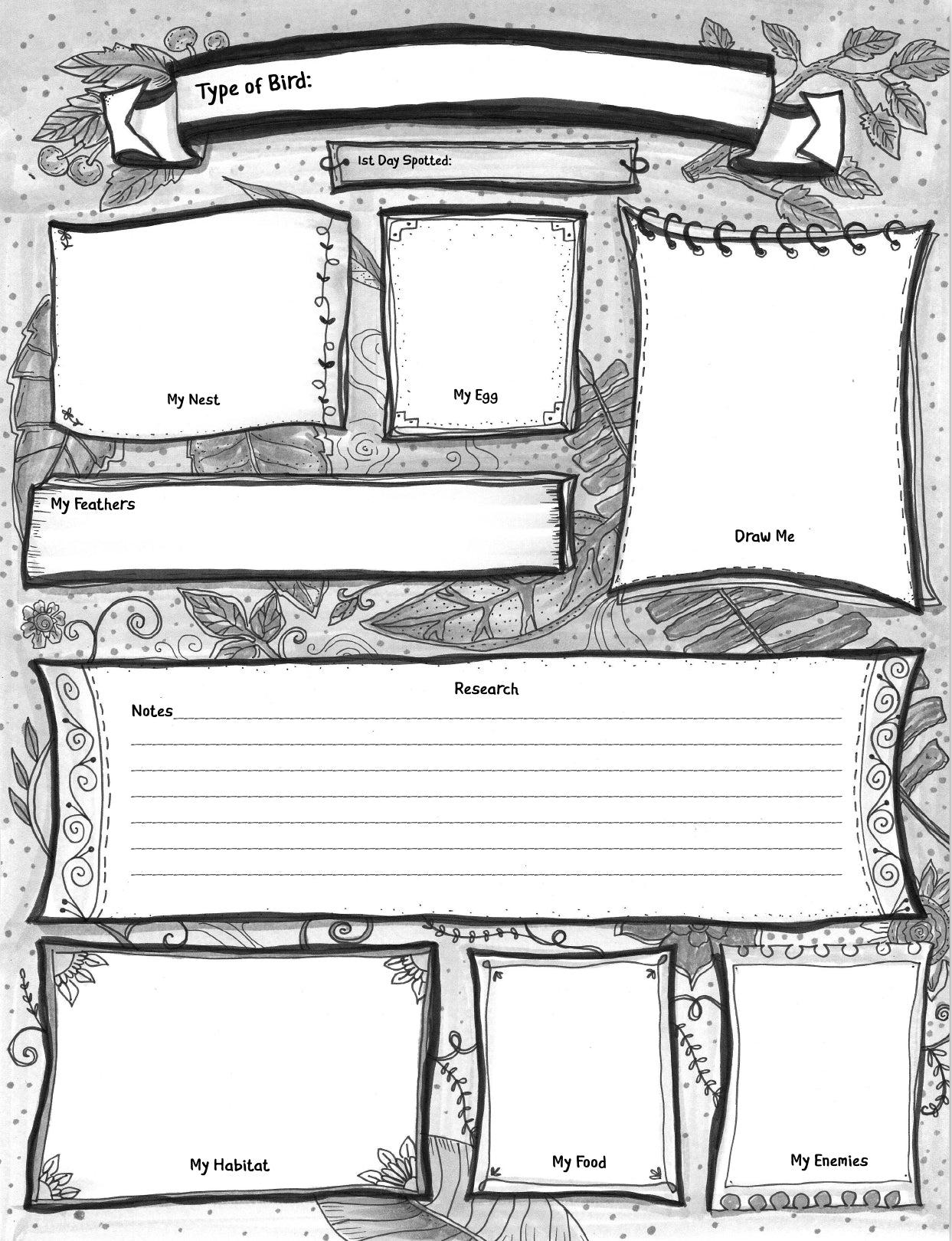 (Age 8+) Bird Watching Journal