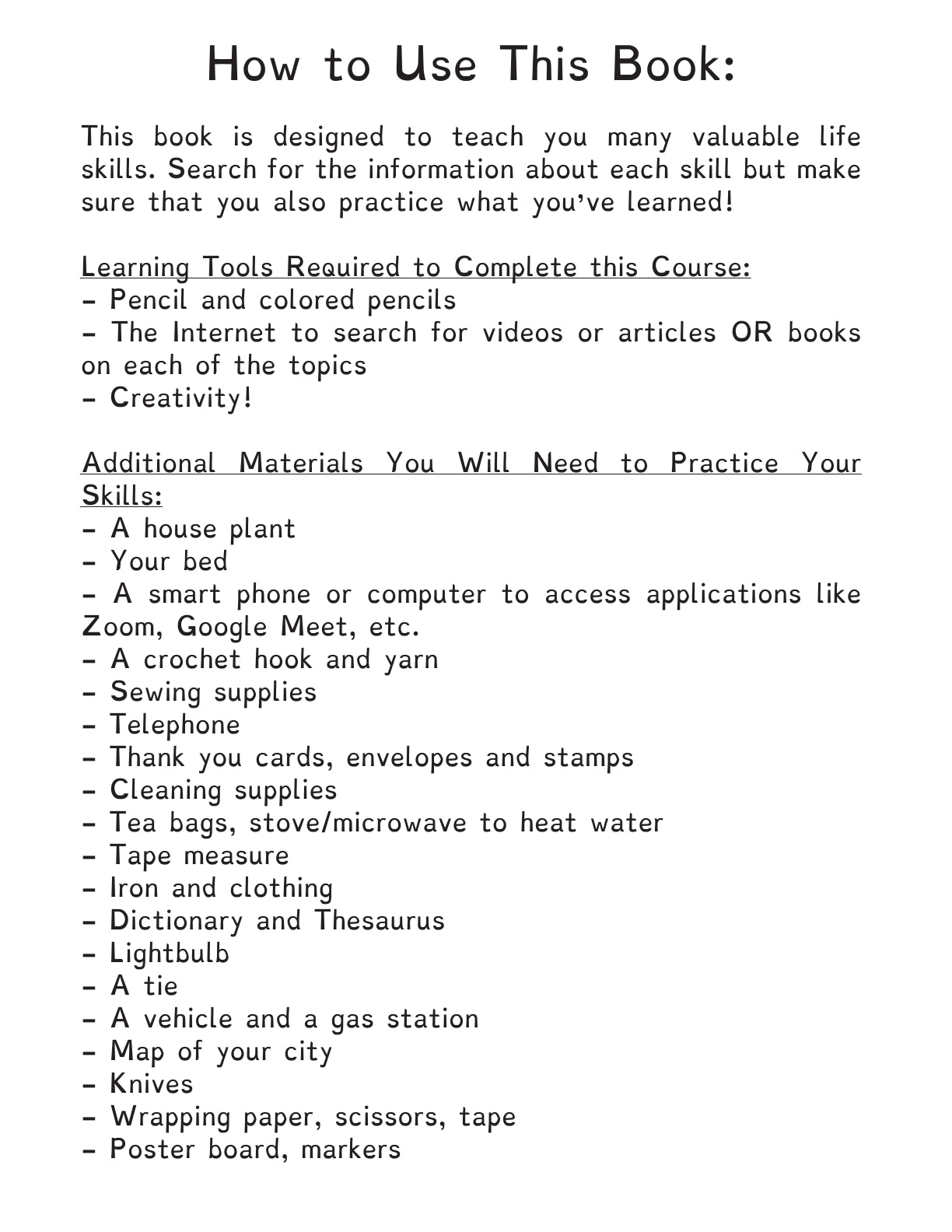 (Age 10+) Life Skills Activity Book