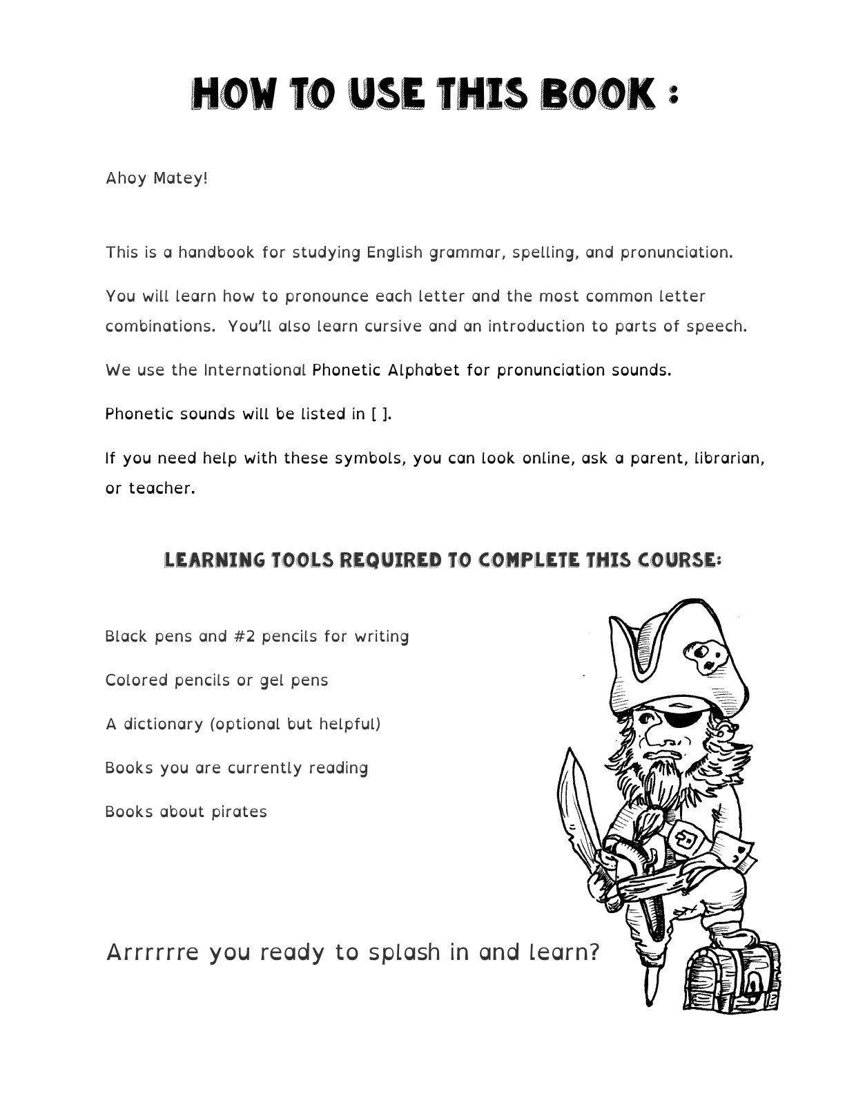 (Age 9+) The Pirates Pronunciation Handbook