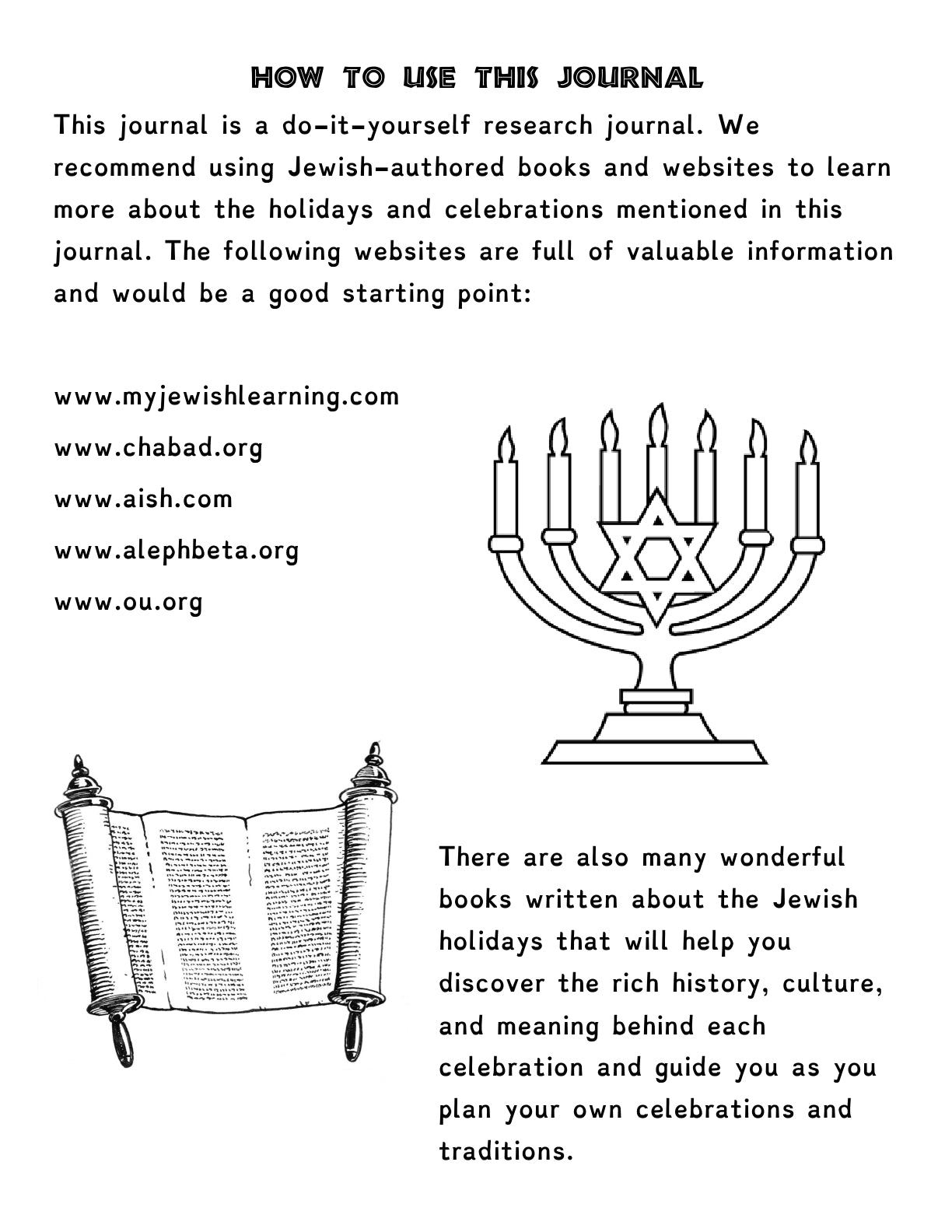 (Age 11+) Jewish Feasts, Festivals, Holidays & Culture - Activity Book