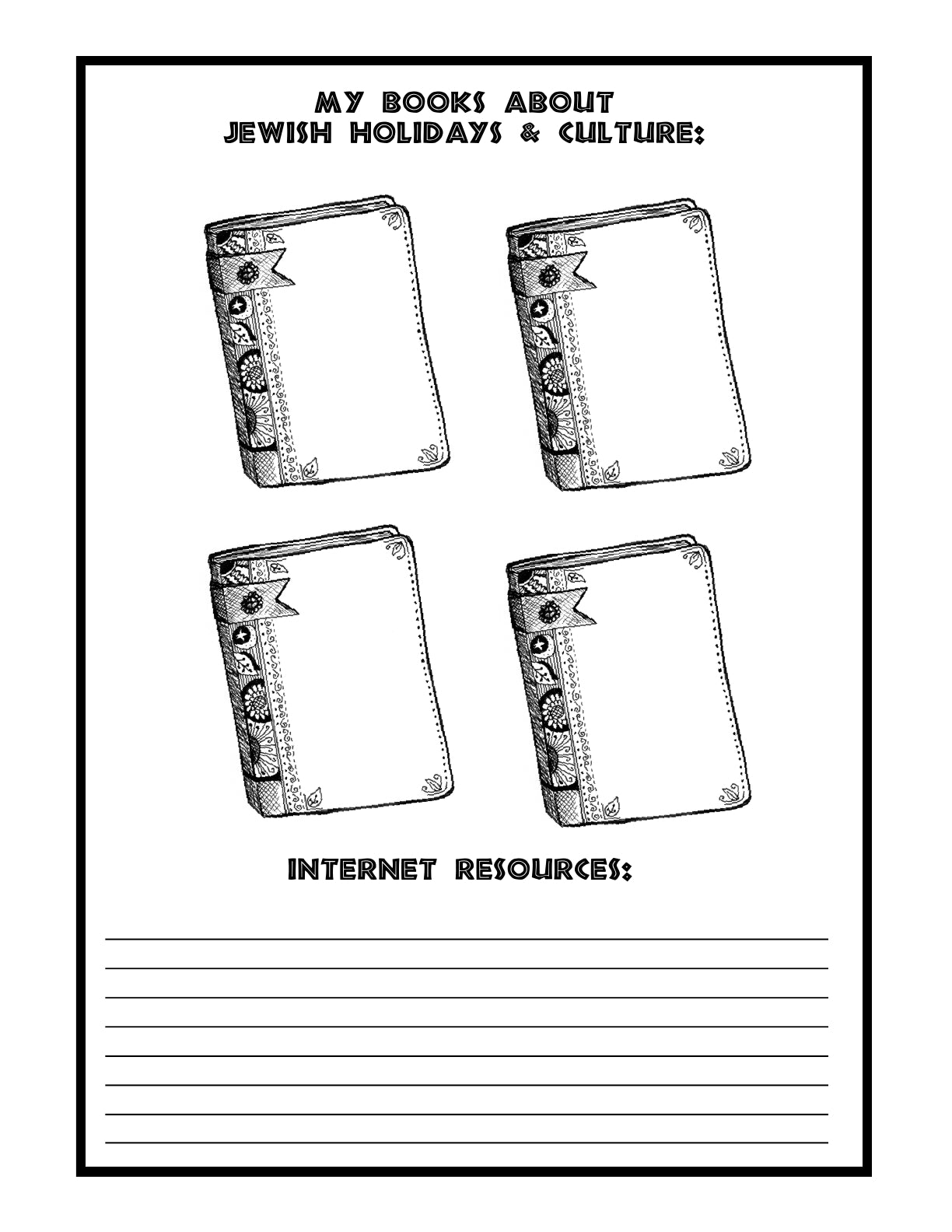 (Age 11+) Jewish Feasts, Festivals, Holidays & Culture - Activity Book