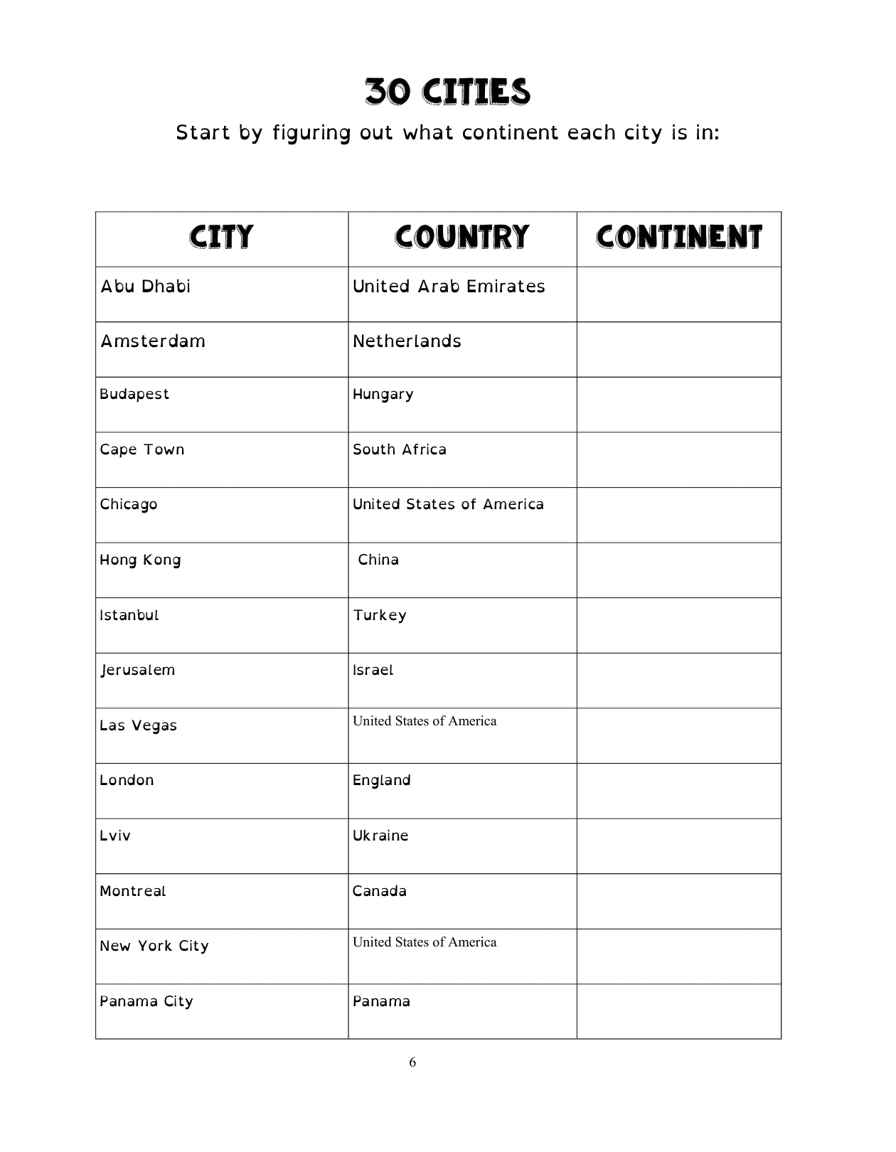 (Age 11+) Travel Dreams - Fun-Schooling Journal - 30 Fascinating Cities