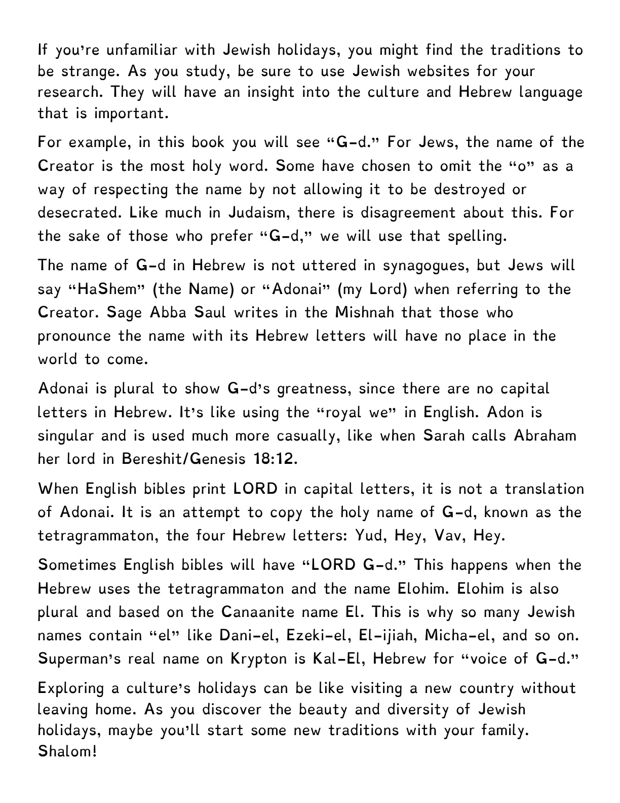 (Age 11+) Jewish Feasts, Festivals, Holidays & Culture - Activity Book