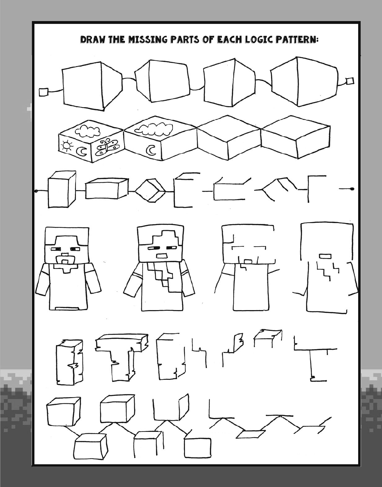 (Age 5+) Brain Games, Mazes & Colouring Pages - Minecraft Theme