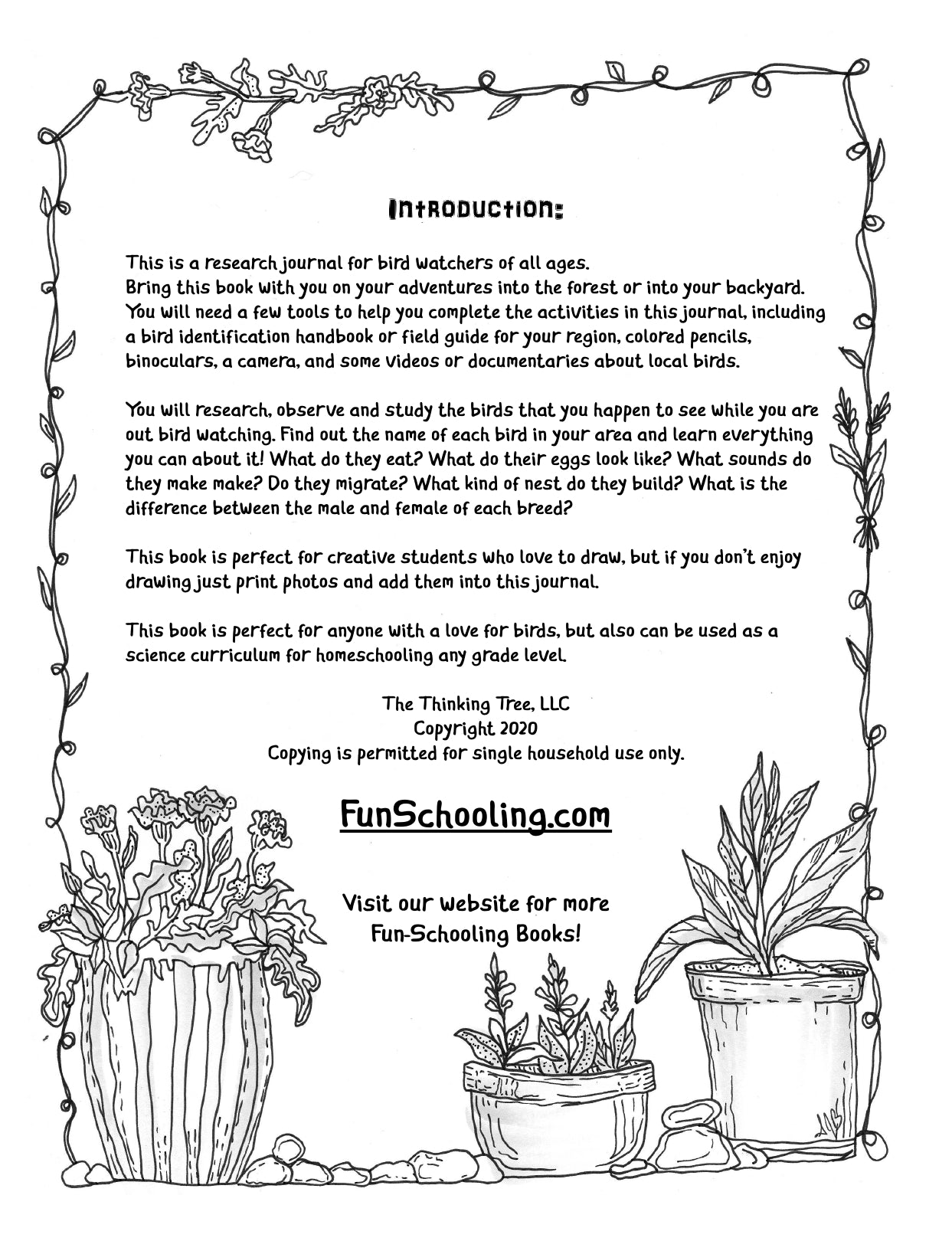 (Age 8+) Bird Watching Journal