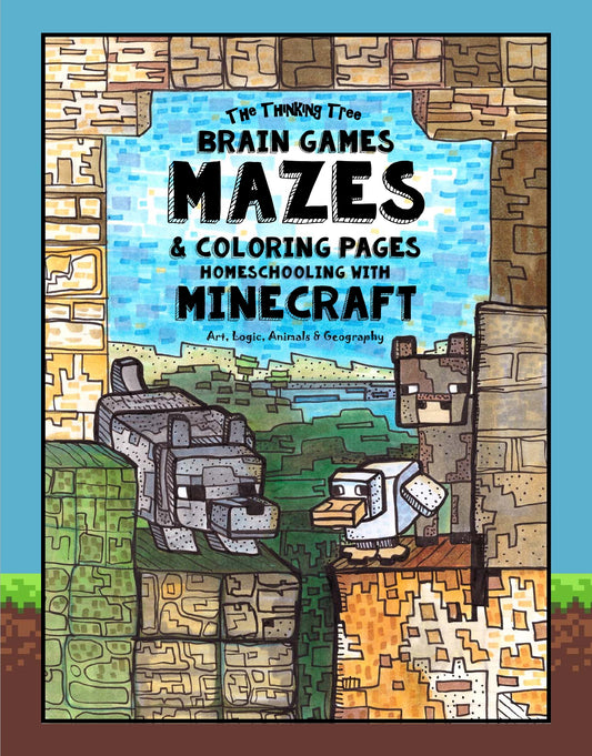 (Age 5+) Brain Games, Mazes & Colouring Pages - Minecraft Theme